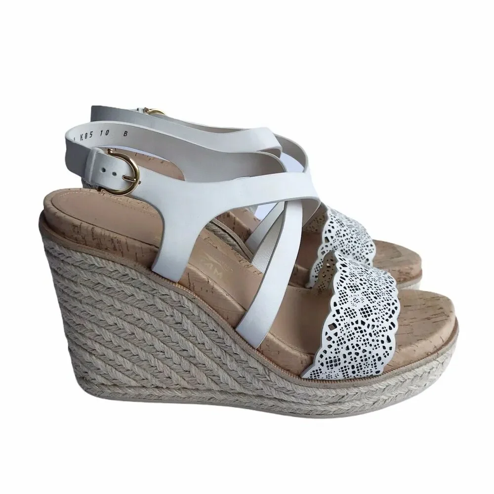 Ferragamo Gioela Wedges Espadrilles Size 40 Lait Rope Wrapped High Heel Sandals